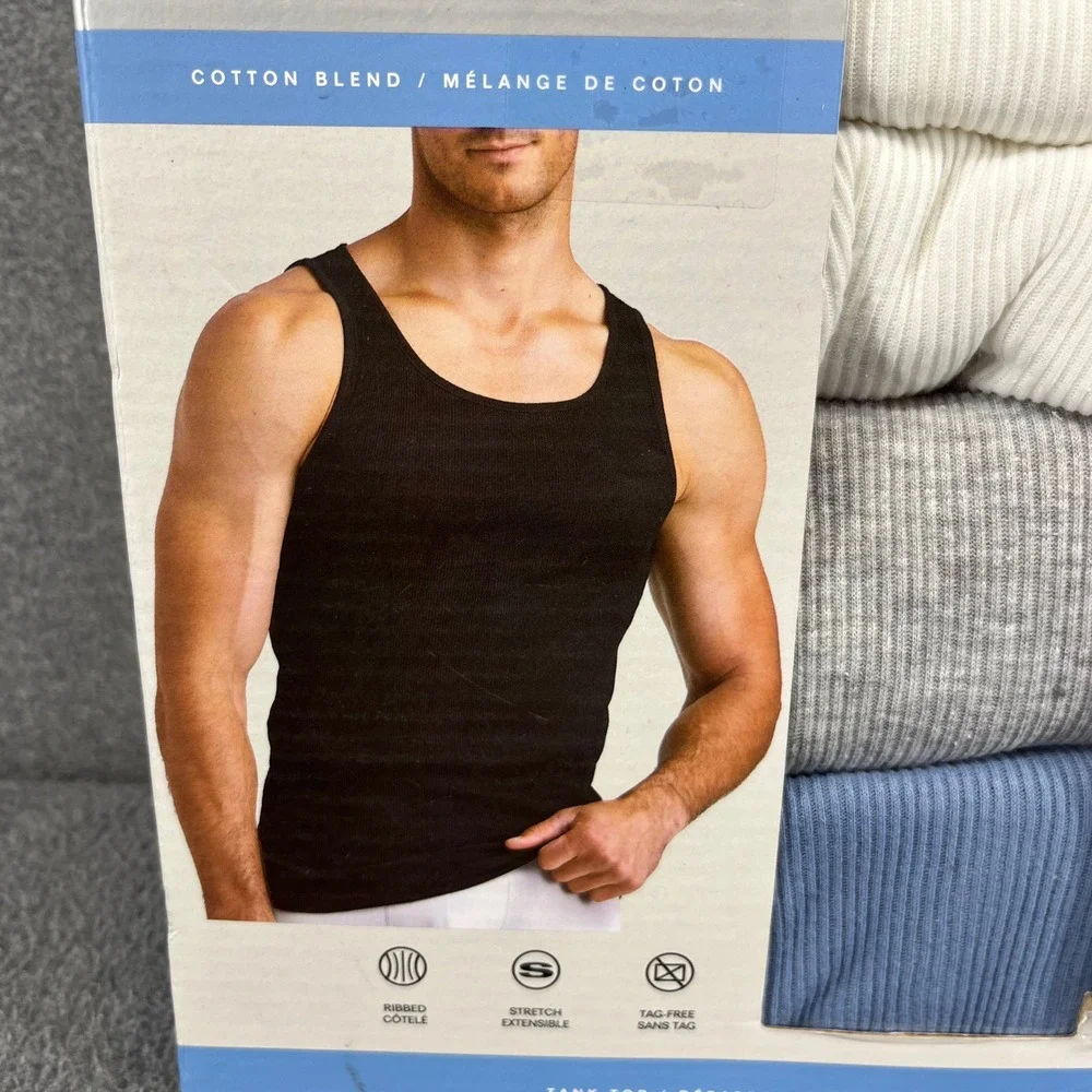 Perry Ellis Portfolio Tank Top Men XL Multicolor 8 Pack Ribbed Cotton Blend New